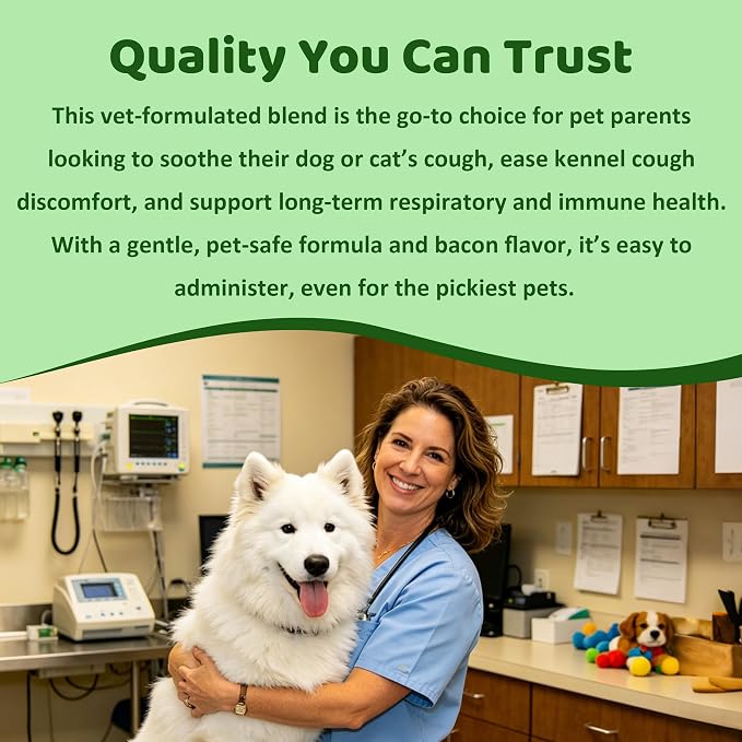 Dog Cough Relief Liquid Drops - Kennel Cough Treatment for Dogs & Cats - Better Absorption Than Soft Chews - 9 Natural Herbs with Postbiotics - 120mL/4.1 fl oz Value Pack for Respiratory Support