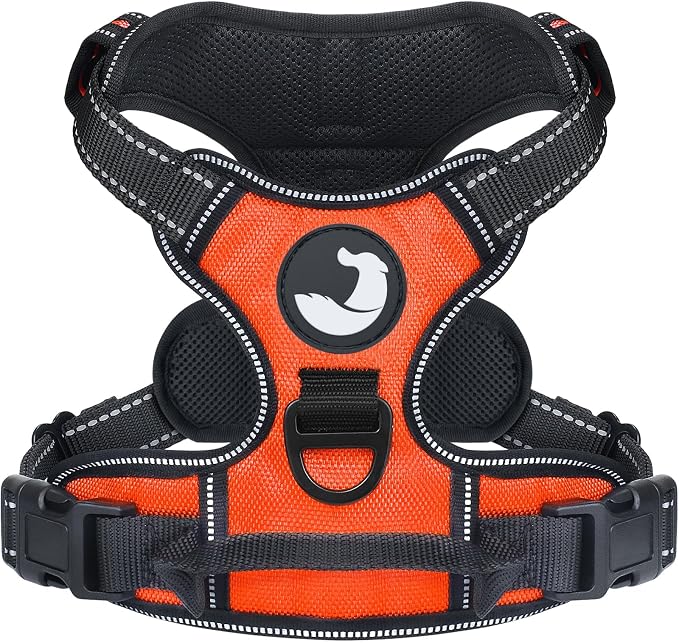 Joytale No Pull Dog Harness Medium Sized Dog, Front Clip, Orange | Grab Handle for Instant Control, Padded & Adjustable Vest, Sturdy Metal D-Rings, for Safe Training & Daily Walking