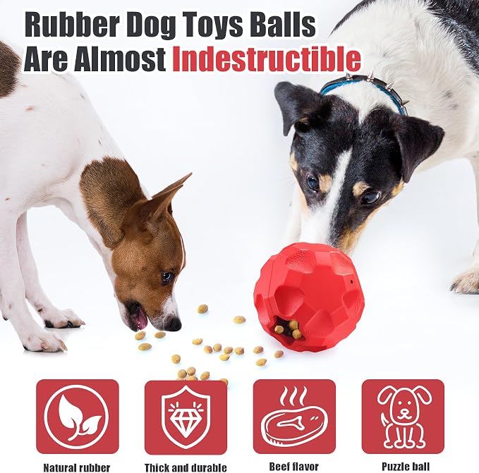 Rubber Treat Dispensing Dog Toys for Aggressive Chewers Large Breed | Dog Treat Ball for Dogs, Balls for Dogs, Interactive Dogs Toys for Boredom to Keep Them Busy, Treat Toy Ball