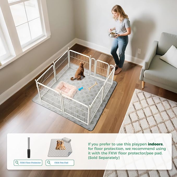 FXW Rollick Unleashed Dog Playpen, 24in, 8 Panels, Small/Puppy, White