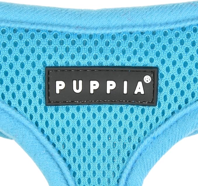 Puppia Soft Superior Dog Harness Air Mesh Over-The-Head All Season No Pull No Choke Walking Training Adjustable Neck & Chest for Small & Medium Dog - Sky Blue - M
