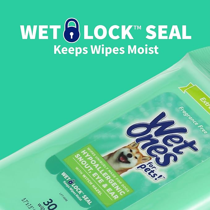 Wet Ones for Pets Extra Gentle Grooming Wipes with Witch Hazel, 30 Count