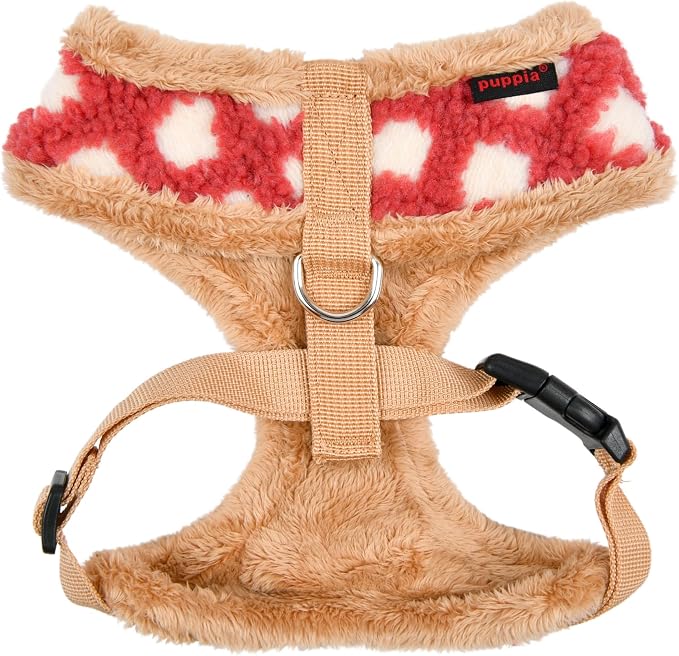 Puppia Stefan Dog Harness Over-The-Head Warm Winter Tumbling Waffle Pattern Adjustable Chest for Small and Medium Dog, Coral, Large