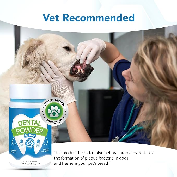 Dental Powder for Dogs - Plaque Control & Tartar Remover, Breath Freshener