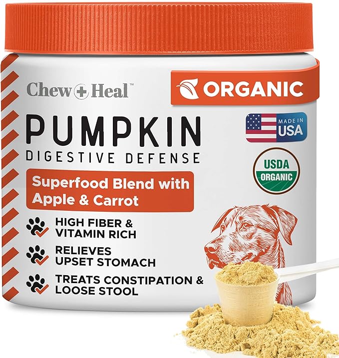 Organic Pumpkin Powder for Dogs, 4 oz w/ 5 cc Scoop for Digestive Support