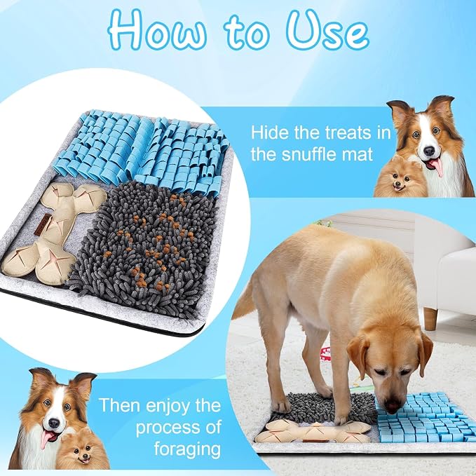 Snuffle Mat for Dogs Washable Foraging Toy,23.6"x17.3" | Slow Feeder,Mental Stimulation,Stress Relief,Foldable Design,for Small Medium Large Dogs,Interactive Nose Work Puzzle Mat