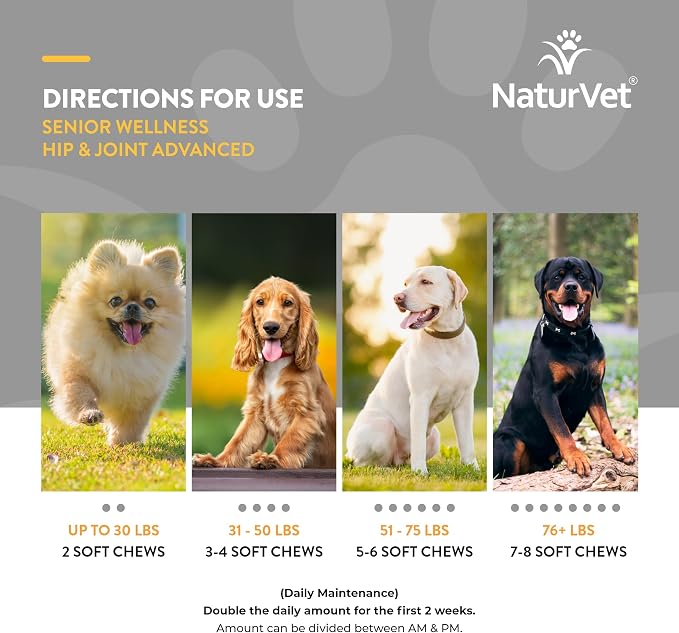 NaturVet Senior Dog Wellness Hip & Joint Advanced Plus - 120 Soft Chews