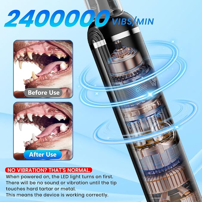 Pet Ultrasonic Tooth Cleaner,Dog Plaque Remover Tool,Black | dog teeth cleaning,plaque remover for teeth,dog tartar and plaque remover,plaque off for dogs,5 Mode Pet Teeth Cleaning Kit