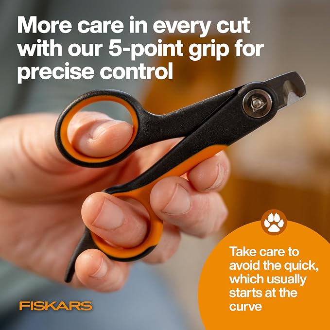 Fiskars Small Pet Nail Clippers, 4.25in, Orange/Black