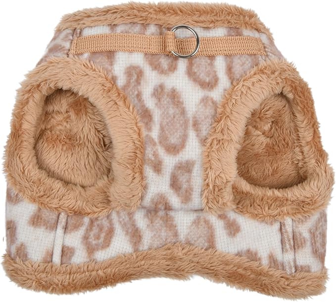 Puppia Kovo Vest Dog Harness Step-in Warm Winter Leopard Pattern for Small and Medium Dog, Beige, Small