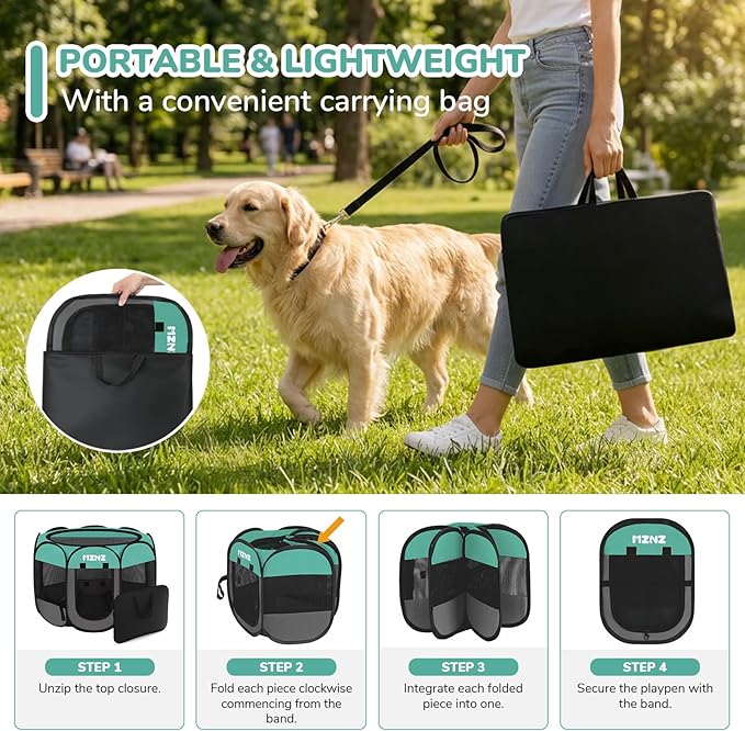 Dog Cat Playpen, Portable Small Animal Playpen Crate Indoor for Dogs Cats Rabbits, Foldable Guinea Pigs Bunny Cage Enclosure for Outdoor, Pop Up Dogs Cats Tent Kennel with Carrying Case, Blue