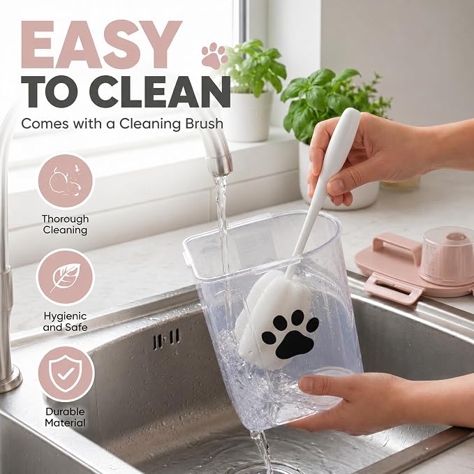 Dog Storage Container with Cleaning Brush and Measuring Cup
