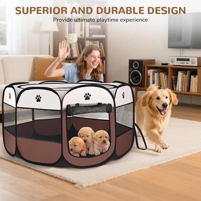 Pop-Up Puppy Playpen - Foldable Exercise Kennel Tent