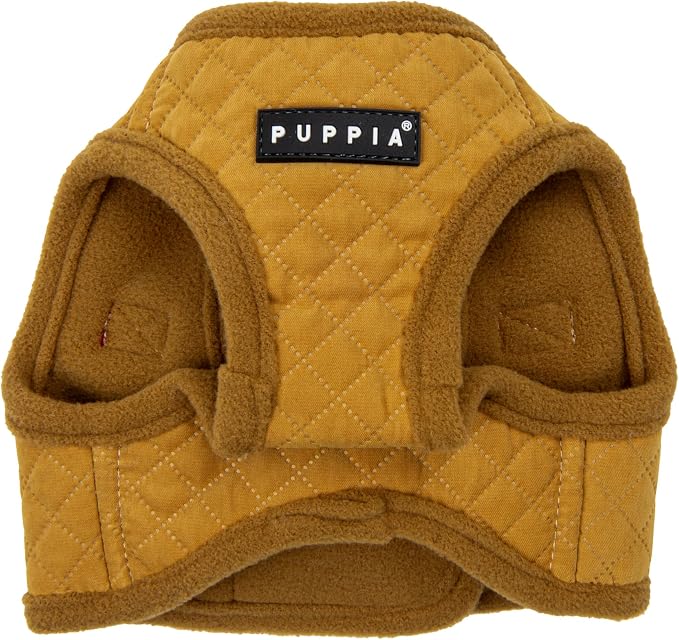 Puppia Irvin Vest Dog Harness Step-in Warm Winter Diamond Pattern for Small and Medium Dog, Mustard, Medium