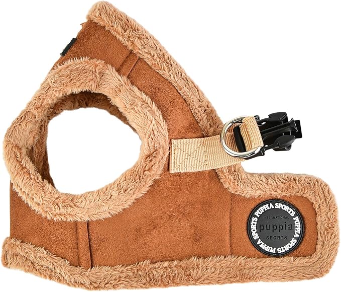 Puppia Terry Vest Dog Harness Step-in Winter Suede Warm No Choke No Pull Training Walking for Small and Medium Dog, Brown, Large