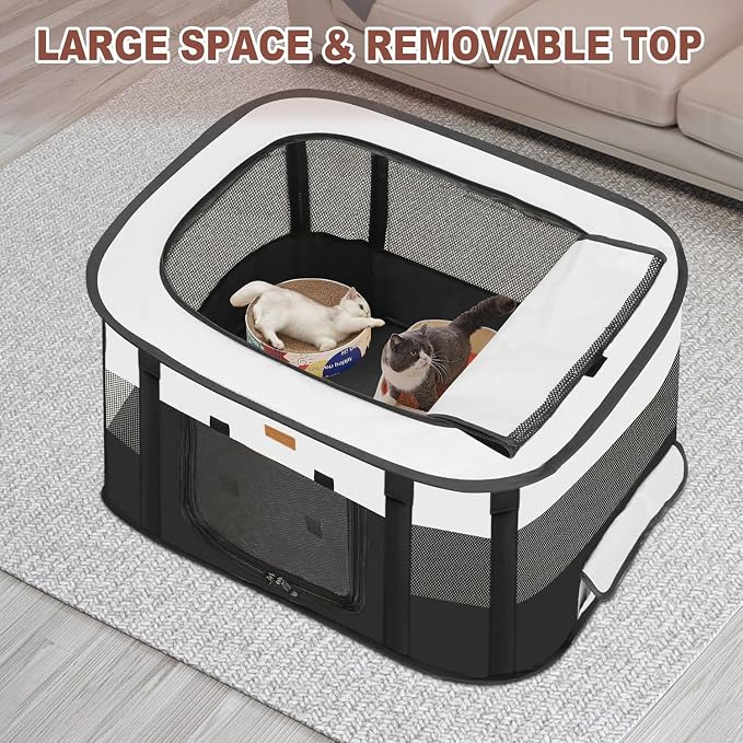 Foldable Cat & Dog Playpen with Carry Bag, Black Large