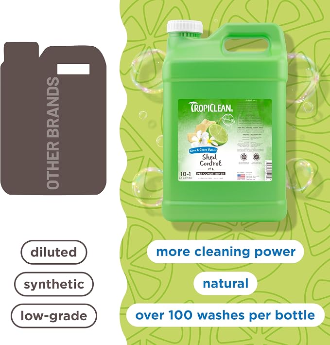 TropiClean Deshedding Dog Conditioner, Lime & Coco Butter Scent, 2.5 Gallon