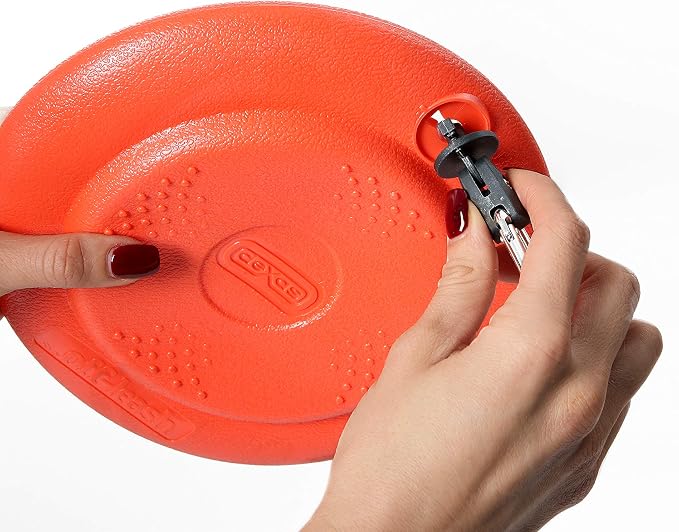 Dexas Off Leash Frisbee Flyer, Floating Dog Toy with Removable Leash