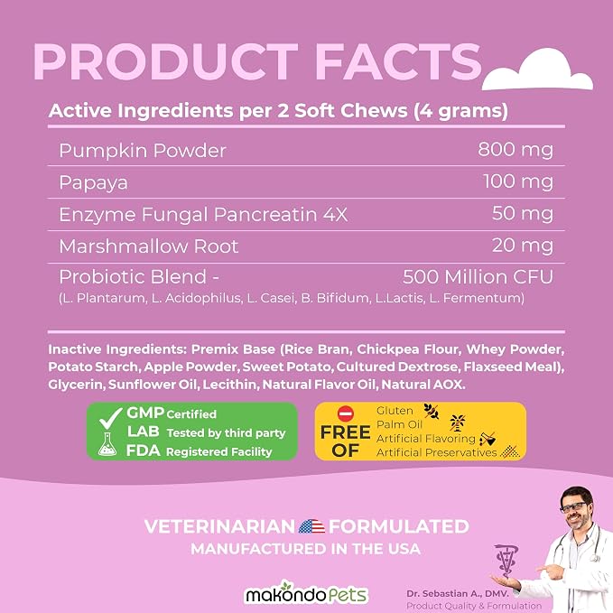 Dog Probiotics with Digestive Enzymes, Allergy Relief. 120 Soft Chews