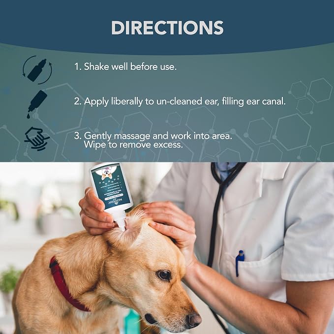 NOVEHA Pet Ear Drops with 1% Hydrocortisone | Ear Cleaner for Dogs & Cats for Earwax buildup, - No-Sting Formula, Calms Itch & Reduces Painful Ear Infections 60mL (60ml (Pack of 1))