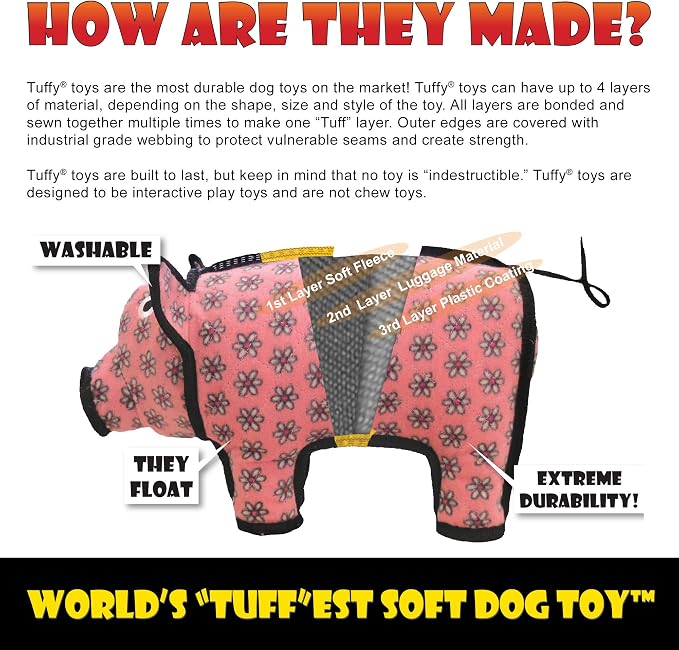 TUFFY® : 2 Pack Snake Dog Toy: Ultra Durable Plush Toy with Multiple Layers & Reinforced Seams, Washable and Floats, Original Construction