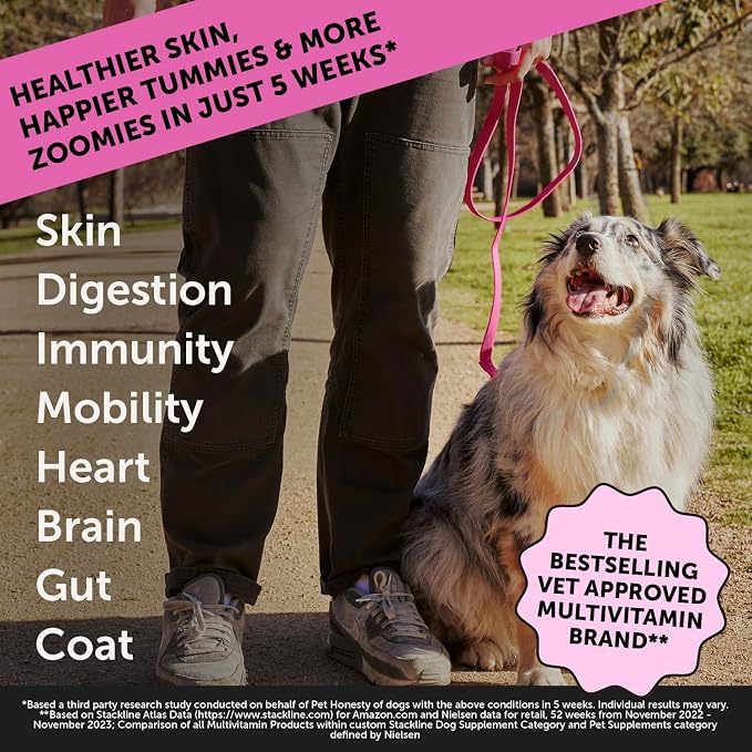 Dog Multivitamin Max Strength + Dental Powder Virtual Bundle for Teeth Cleaning & Plaque Removal, 15 in 1 Health Supplement for Skin, Coat, and Immune Support