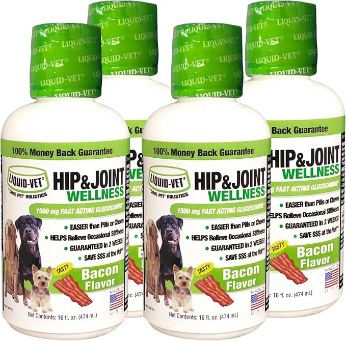 LIQUID-VET K9 Hip & Joint Formula, Bacon Flavor, 16 oz (Pack of 4)