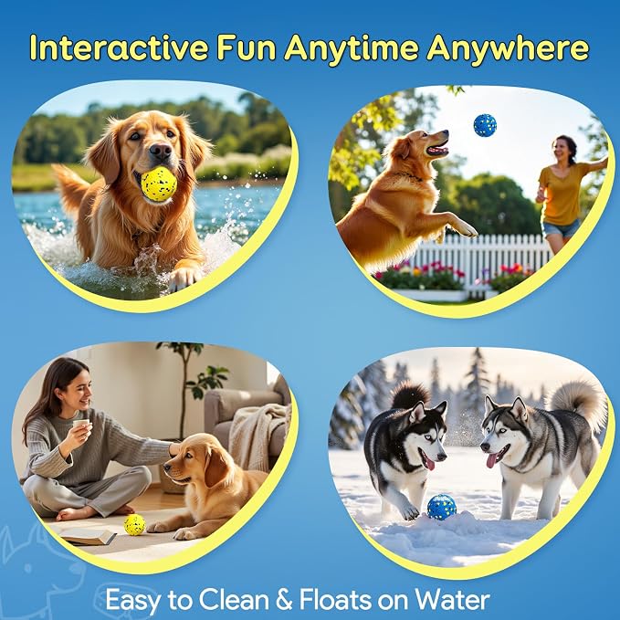 Kimee Dog Balls Tennis Balls Dog Chew Toys for Aggressive Chewers ETPU 4Pcs | Indestructible Dog Ball Dog Teething Chew Toys for Aggressive Chewers Dog Water Toy Fetch Ball Large Medium Small Dog 2.75"