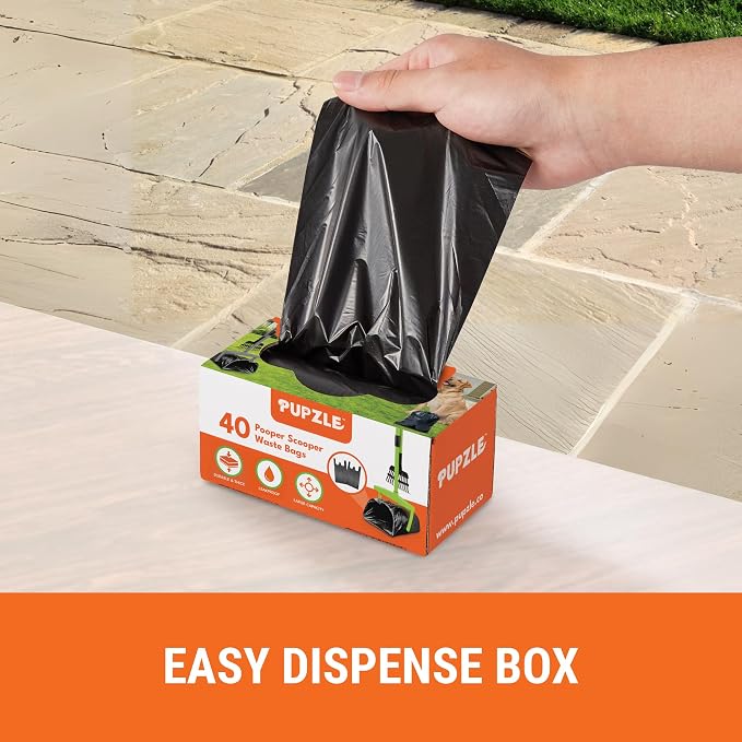 Pupzle Bags for Arm & Hammer, FUSBUNTY, MXF, and TIMINGILA Pooper Scoopers, 40 Pooper Scooper Bags Refill for Swivel Bin, Black (Black)