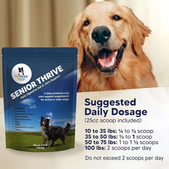 ProThrive Senior Dog Digestive & Joint Supplement - Supports Healthy Digestion, Immune System, and Joint Comfort for Aging Dogs, Advanced Relief 3.75 Lb