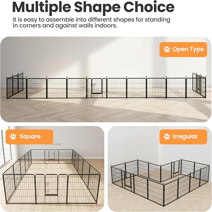 Simple Deluxe Dog Playpen, 40in 16 Panels, Black