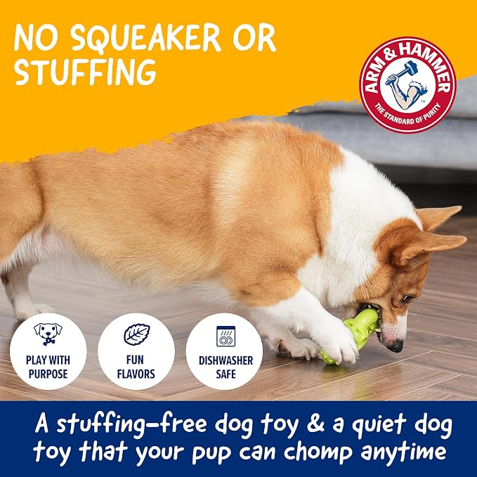 Arm & Hammer Nubbies Wave Dog Dental Chew Toy, Mint Flavor | TPR construction, baking soda infused, no-stuffing design, reduces plaque and tartar, for gentle chewers