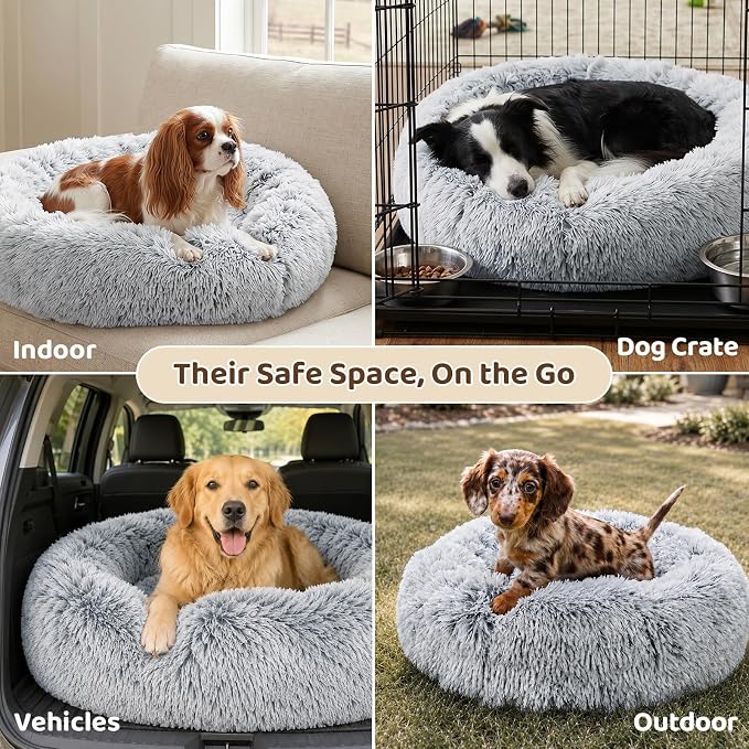 JOLLYVOGUE 31" Calming Donut Dog Bed
