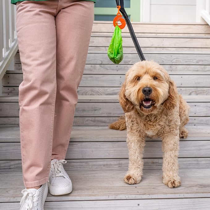 Dog Poop Bag Holder for Leash, Never Hold onto a Stinky Poop Bag Again, Waste Bag Holder for Leash, Dog Walking Accessory, Fits all thickness leash, Backpack, Strollers. Poop Pal, FurSentials (Orange)