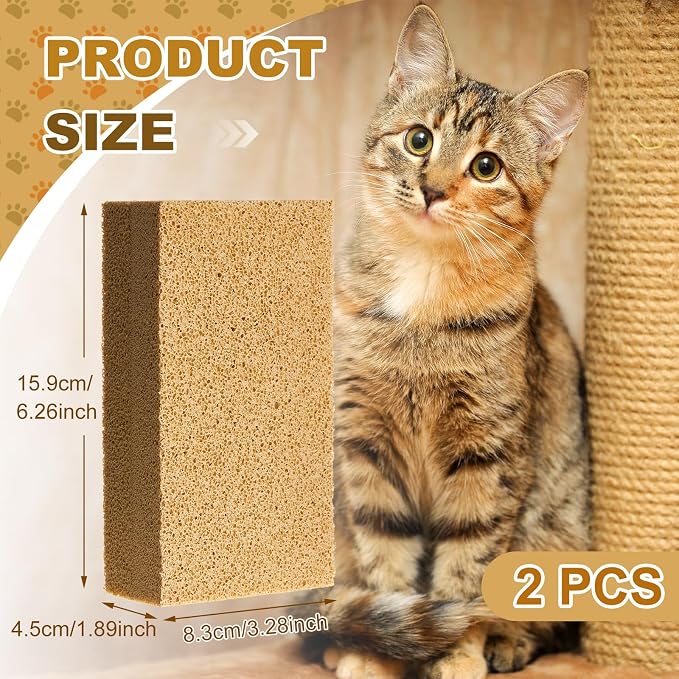 Pet Hair Remover Sponge Cat and Dog Hair Sponge Rubber Pet Fur Lifter Removal Tool, Remove from Furniture, Carpet, Bedding, Clothing, 6.26 x 3.28 x 1.89 Inch(Khaki,2 Pack)