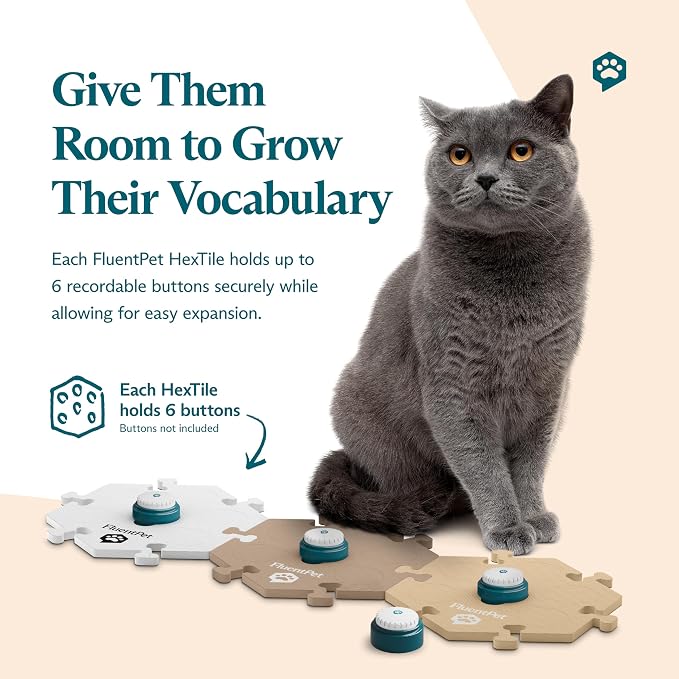 HexTile Dog & Cat Button Learning Kit, Medium Beige