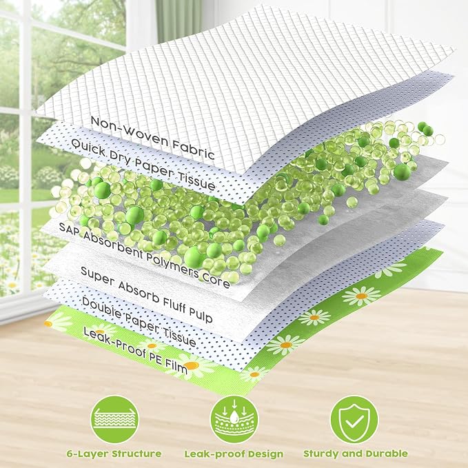 CROCI Pee Pads for Dogs 28x34in 40 Counts, Daisy Scented Puppy Pads 30x36in 40 Counts