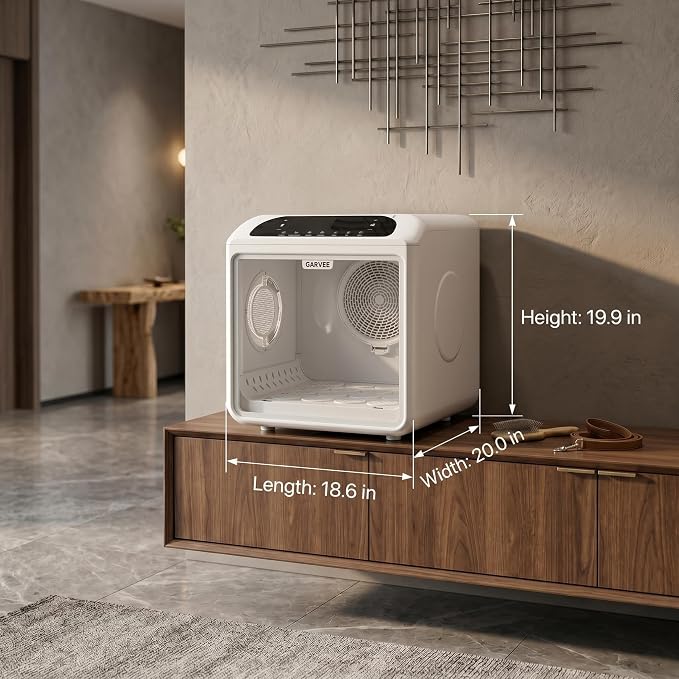 Pet Dryer Box, Quiet Cat Dryer with 360 Airflow System, 50L Capacity Grooming Blower and Temperature Control for Home Bathing, for Cats and Small Dogs