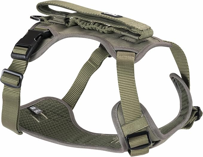 TUG Grab Dog Harness with Built-in Magnetic Traffic Leash (XL/Green) | Padded Magnetic Traffic Handle | Dual Leash Clips | 4-Point Adjustable Fit | Durable Nylon