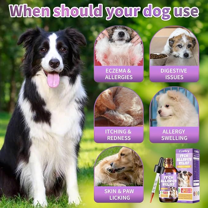 Dog Allergy Relief Drops, Itchy Skin Relief for Dogs with Omega-3, 60ml