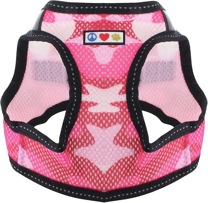 Pawtitas Dog Vest Harness Made with Breathable Air Mesh | All Weather Vest Harness for Medium Puppies and Extra Large Cats with Quick-Release Buckle - Medium Pink Camo Mesh Dog Harness