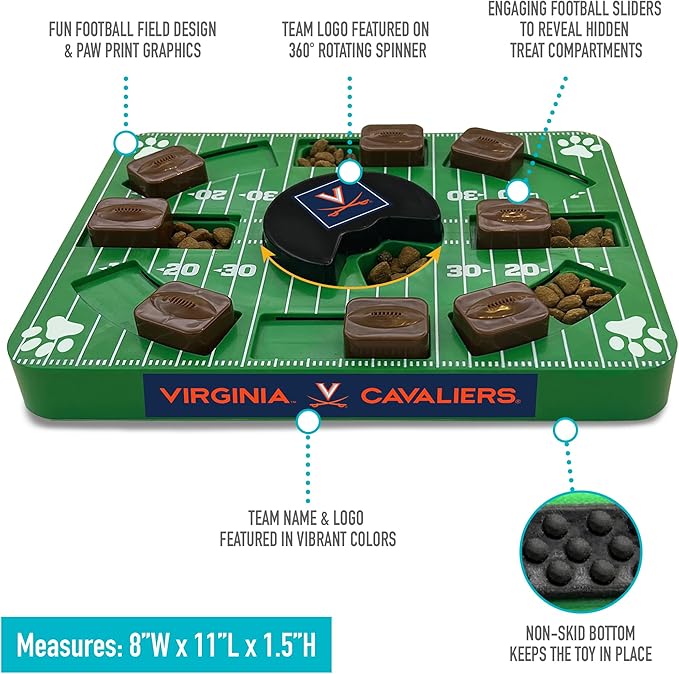 NCAA Puzzle Toy Slow Feeder, Puzzle Treat Dog Toy, Interactive Dog Treat Toy, Dog Puzzle Feeding Slow Toy (Virginia Cavaliers)