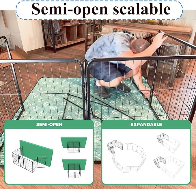 Dog Playpen Designed for Puppies/Small Dogs, Expandable Dog Pen for Indoor Use, Foldable Puppy Playpen，DIY Assembled Adjustable Safety Fence 6pcs 60 * 60cm