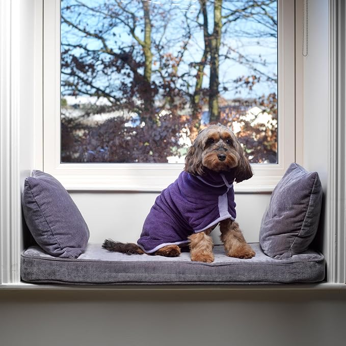 Lucky Pooch® Dog Robe - Luxurious Dog Bathrobe - Ultra Absorbent Dries Your Dogs in Minutes! Double-Layer, Super Soft Towel and Bath Robe All in One (XXL, Aubergine)