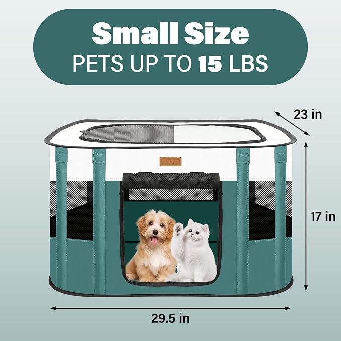 Foldable Cat & Dog Playpen with Carry Bag, Blue Small