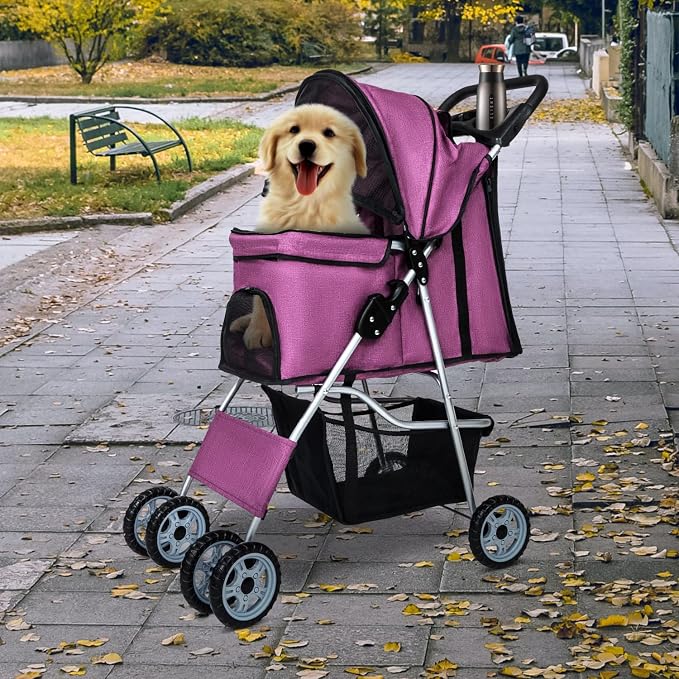 BestPet Pet Stroller - Purple, 4 Wheels