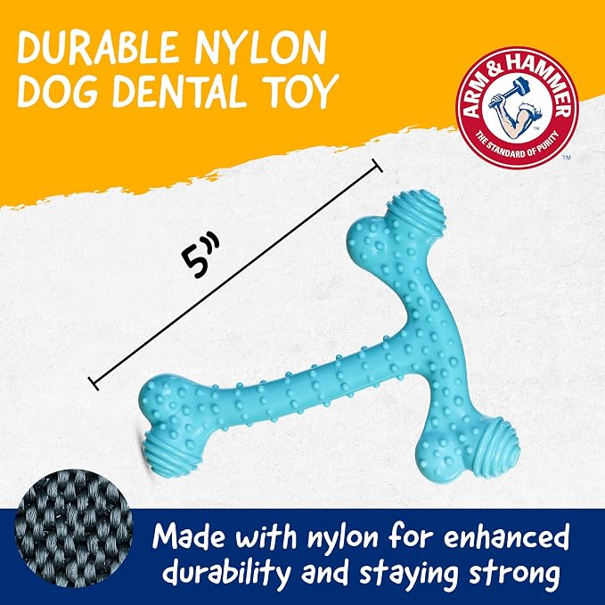 Arm & Hammer Nubbies T-Bone Dental Dog Chew Toy, Peanut Butter Flavor | Durable nylon and TPR nubs clean teeth and gums, built for aggressive chewers
