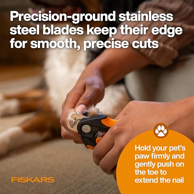 Fiskars Large Pet Nail Clippers, 5.75in, Orange/Black