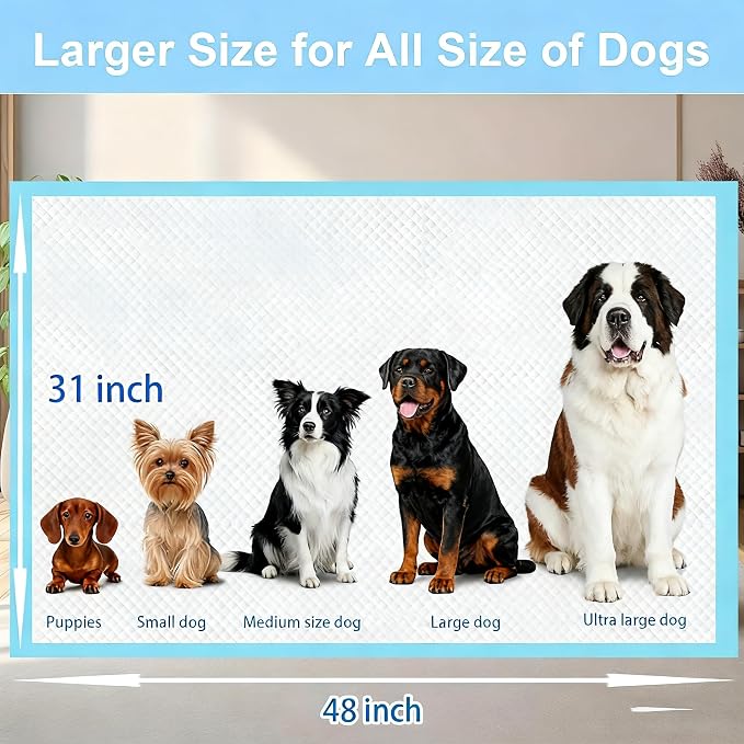 XXXL Puppy Pads for Dogs & Cats 31"x47"30 Count,Extra Large Dog Pee Pads,Pee Pads for Dogs, Leak-Proof Super Absorbent Dog Pee Pads Disposable Thicken Pet for Large Senior Dogs, Puppies, Cats & Pets