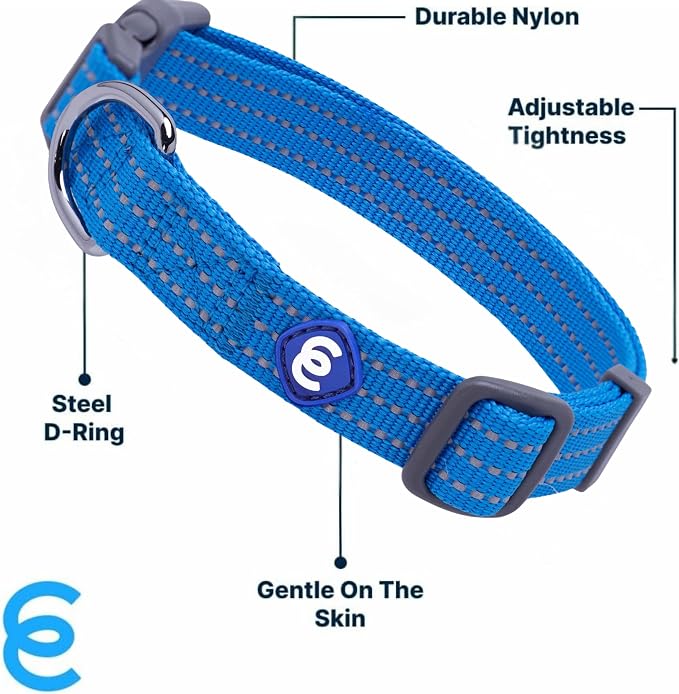 Blueberry Pet Essentials Reflective Dog Harness & Leash & Collar Set, French Blue, Adjustable Dog Collar for Small Dogs, Puppy Essentials, Medium/Large Dog Harness, Cat Leash & Harness Set